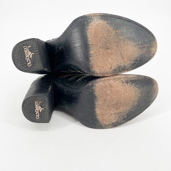 Old Gringo Mexicana Black Leather Celine Studded Western Biker Ankle Bootie sz 7 - Picture 11 of 11